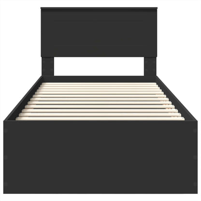 vidaXL Bed Frame with Headboard Black 75 x 190 cm Engineered Wood