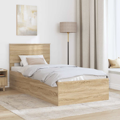 vidaXL Bed Frame with Headboard Sonoma Oak 75 x 190 cm Engineered Wood