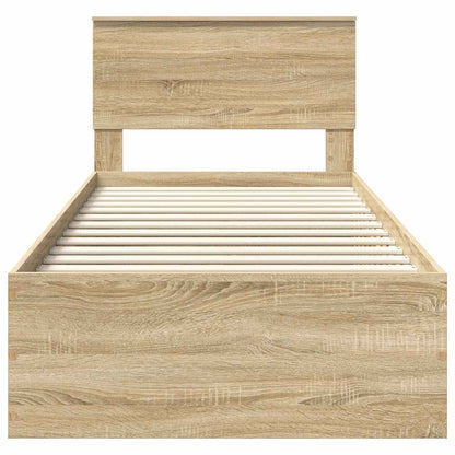 vidaXL Bed Frame with Headboard Sonoma Oak 75 x 190 cm Engineered Wood