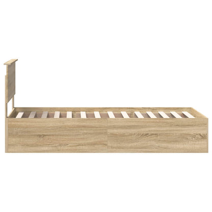 vidaXL Bed Frame with Headboard Sonoma Oak 75 x 190 cm Engineered Wood