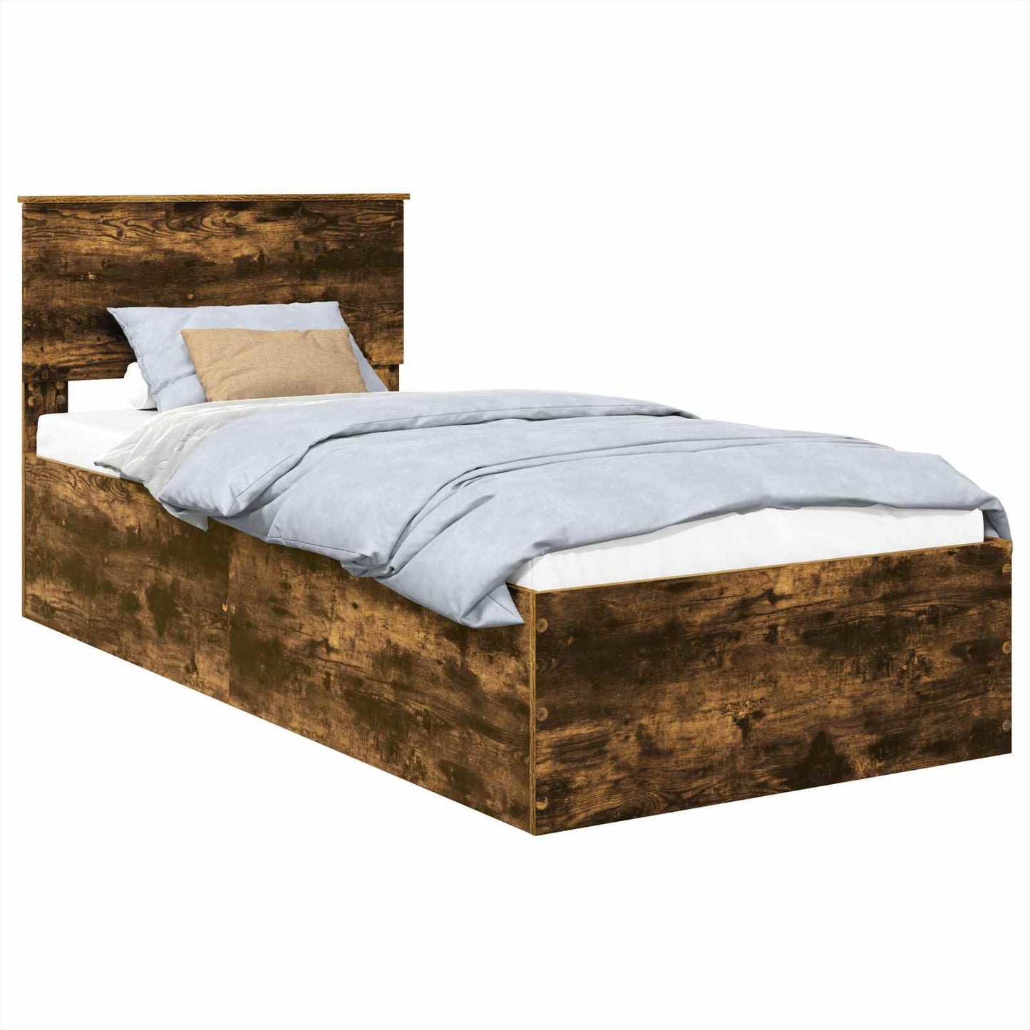 vidaXL Bed Frame with Headboard Smoked Oak 75 x 190 cm Engineered Wood