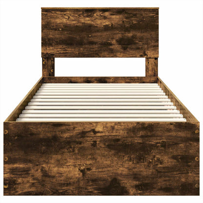 vidaXL Bed Frame with Headboard Smoked Oak 75 x 190 cm Engineered Wood