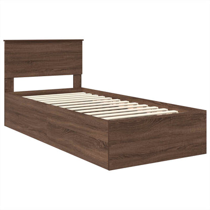 vidaXL Bed Frame with Headboard Brown Oak 75 x 190 cm Engineered Wood