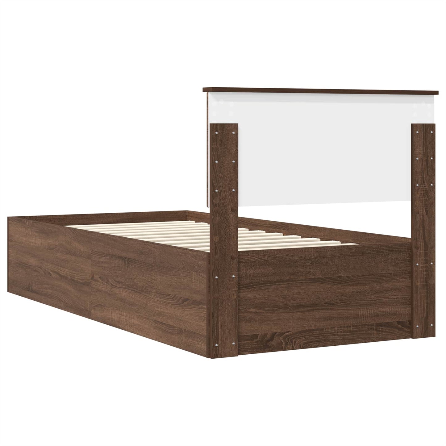 vidaXL Bed Frame with Headboard Brown Oak 75 x 190 cm Engineered Wood