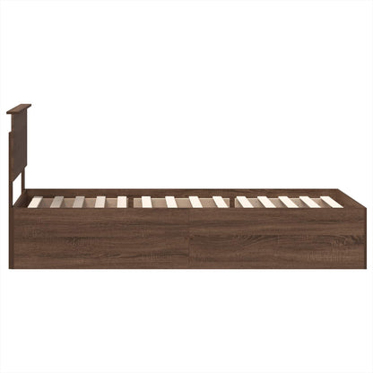 vidaXL Bed Frame with Headboard Brown Oak 75 x 190 cm Engineered Wood