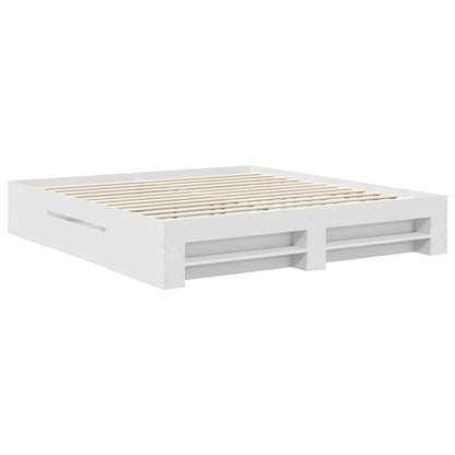 vidaXL Bed Frame with Headboard White 200 x 200 cm Engineered Wood