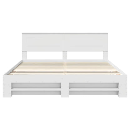 vidaXL Bed Frame with Headboard White 200 x 200 cm Engineered Wood