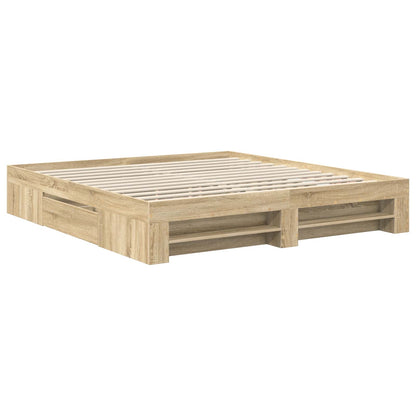 vidaXL Bed Frame Sonoma Oak 200 x 200 cm Engineered Wood