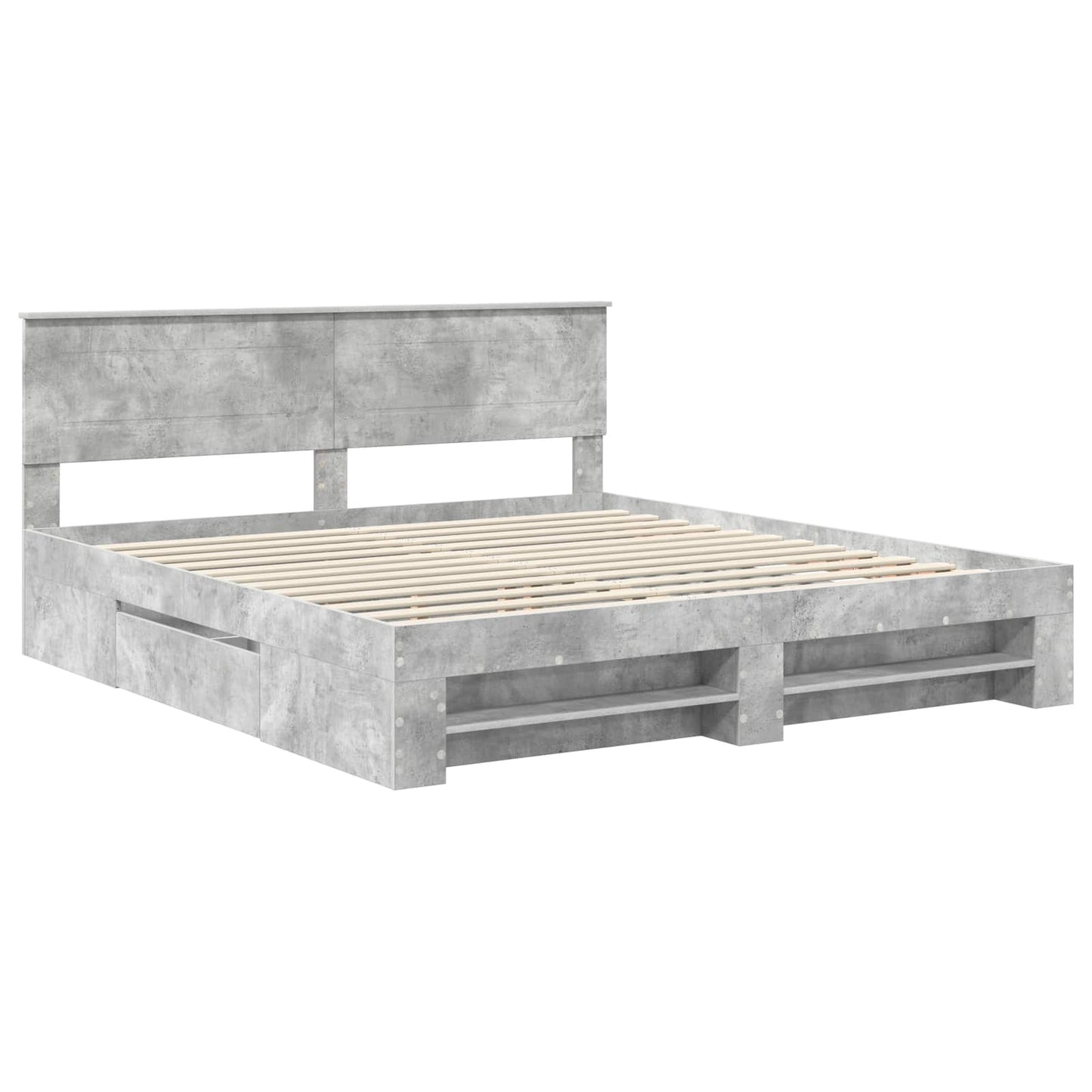 vidaXL Bed Frame Concrete Grey 200 x 200 cm Engineered Wood