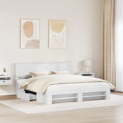 vidaXL Bed Frame with Headboard White 180 x 200 cm Engineered Wood