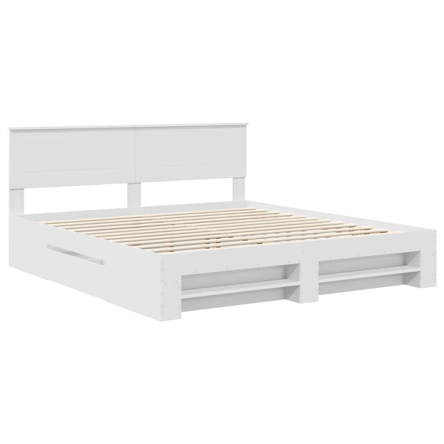 vidaXL Bed Frame with Headboard White 180 x 200 cm Engineered Wood