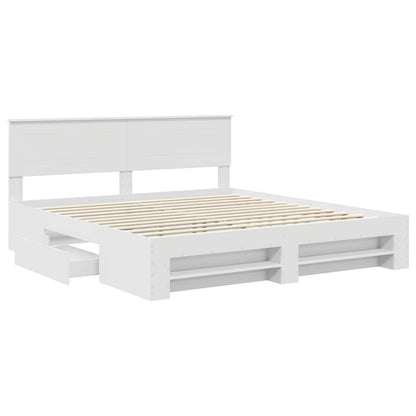 vidaXL Bed Frame with Headboard White 180 x 200 cm Engineered Wood