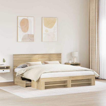 vidaXL Bed Frame Sonoma Oak 180 x 200 cm Engineered Wood