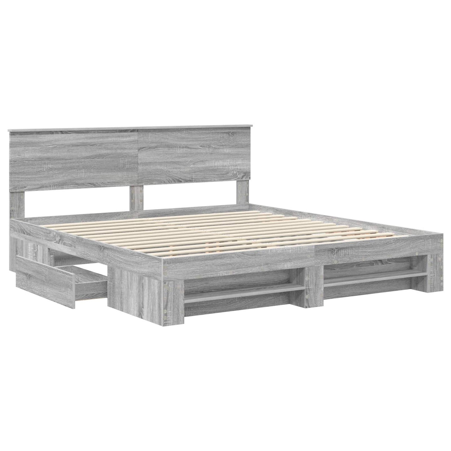 vidaXL Bed Frame Grey Sonoma 180 x 200 cm Engineered Wood