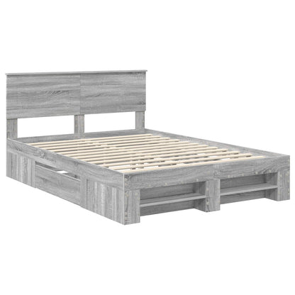 vidaXL Bed Frame Grey Sonoma 160 x 200 cm Engineered Wood