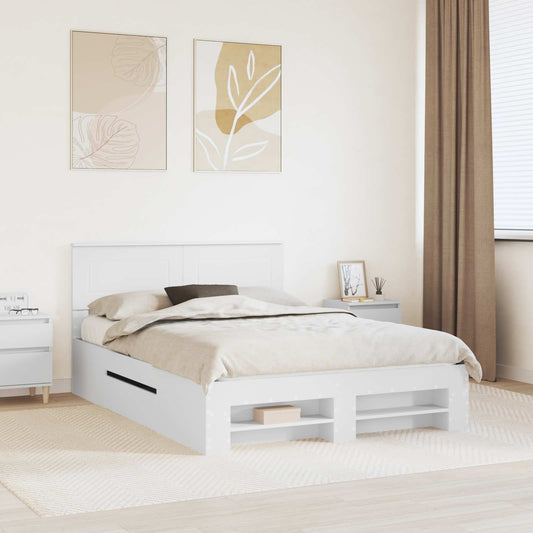 vidaXL Bed Frame with Headboard White 150 x 200 cm Engineered Wood