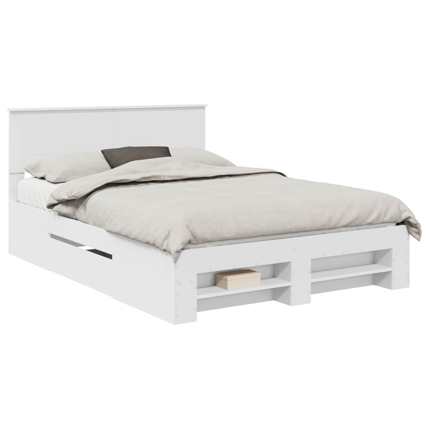 vidaXL Bed Frame with Headboard White 150 x 200 cm Engineered Wood