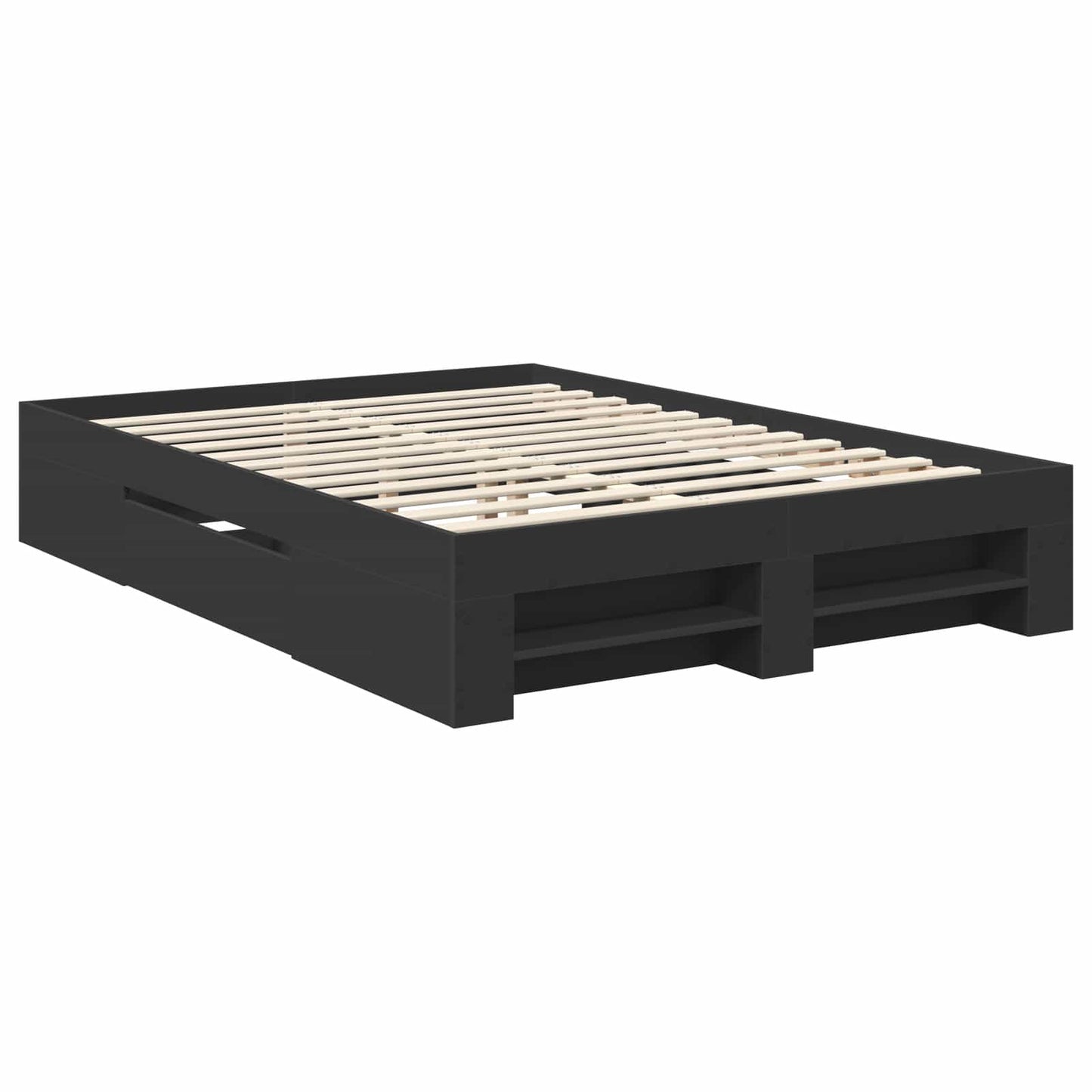 vidaXL Bed Frame with Headboard Black 150 x 200 cm Engineered Wood