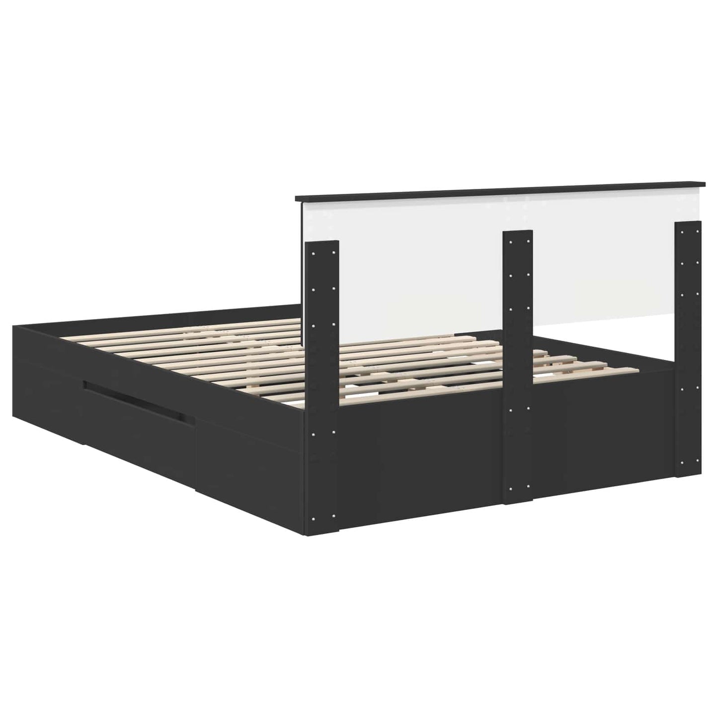 vidaXL Bed Frame with Headboard Black 150 x 200 cm Engineered Wood