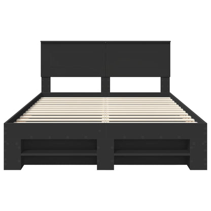vidaXL Bed Frame with Headboard Black 150 x 200 cm Engineered Wood