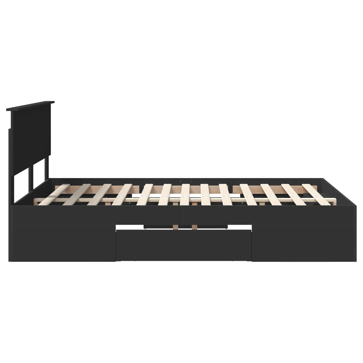 vidaXL Bed Frame with Headboard Black 150 x 200 cm Engineered Wood