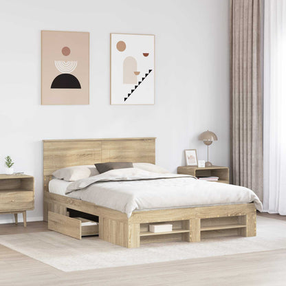 vidaXL Bed Frame Sonoma Oak 150 x 200 cm Engineered Wood