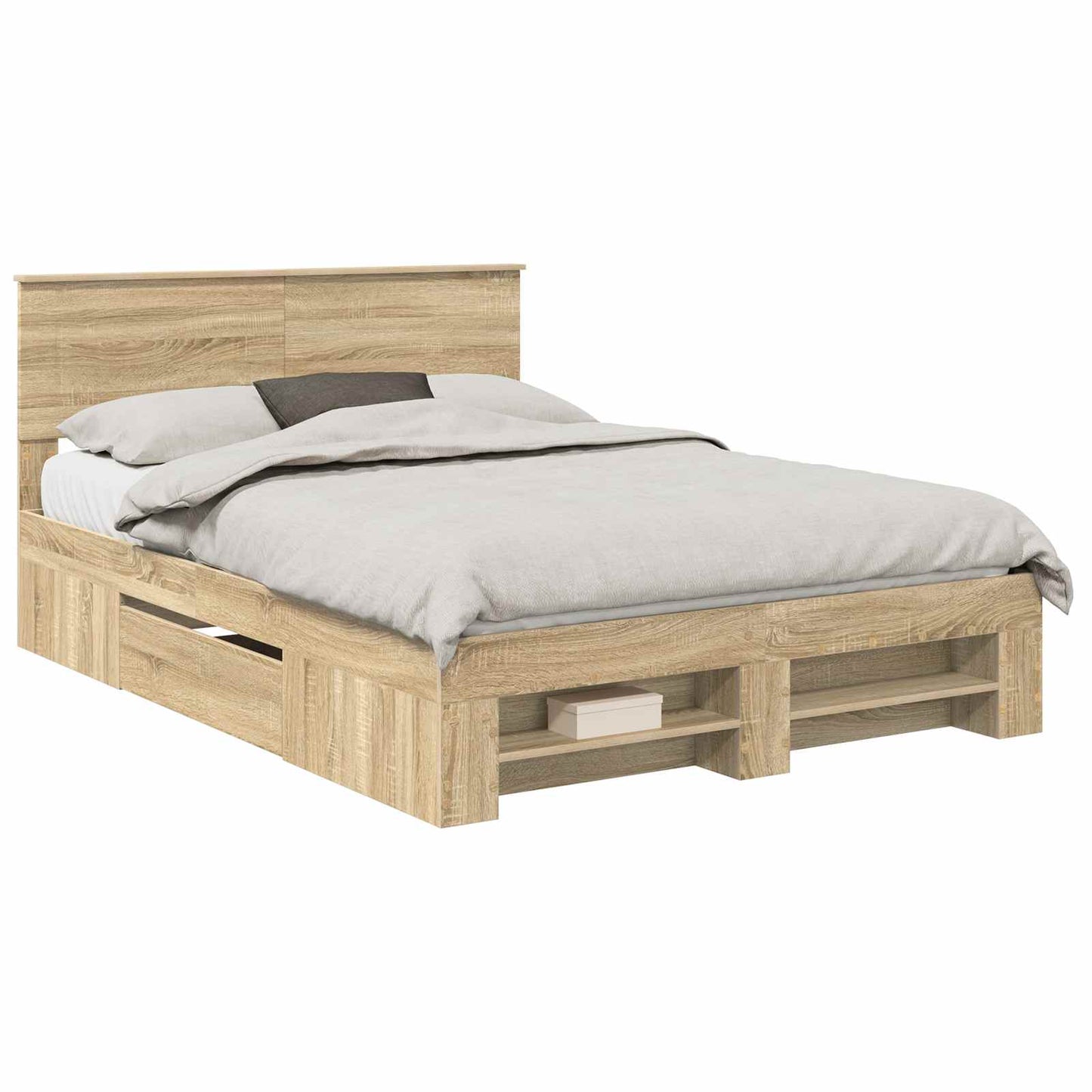 vidaXL Bed Frame Sonoma Oak 150 x 200 cm Engineered Wood