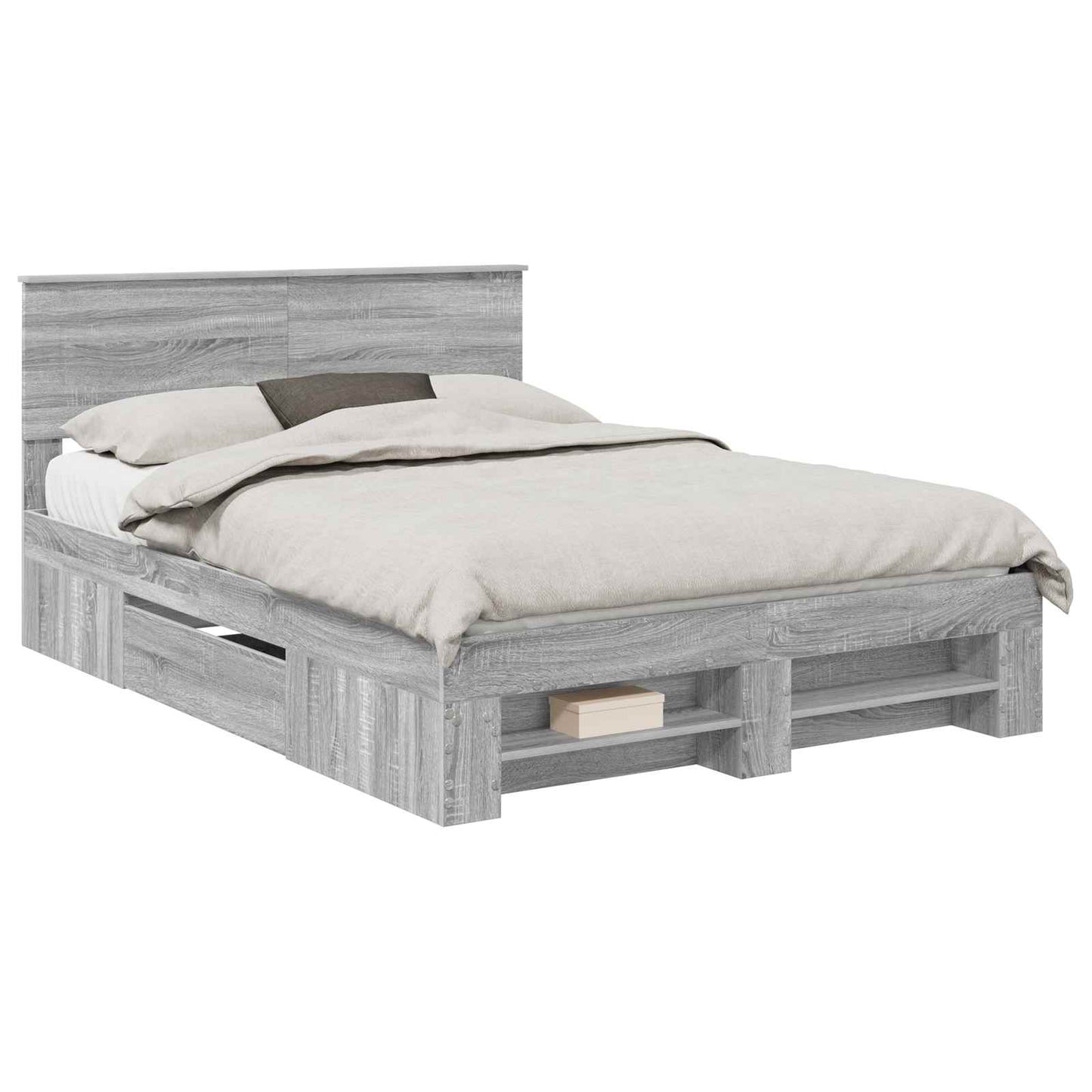 vidaXL Bed Frame Grey Sonoma 150 x 200 cm Engineered Wood