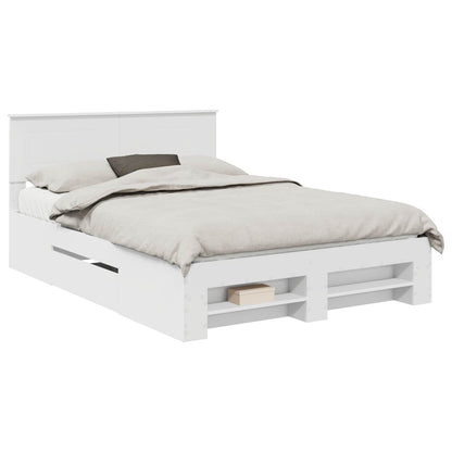 vidaXL Bed Frame with Headboard White 140 x 200 cm Engineered Wood