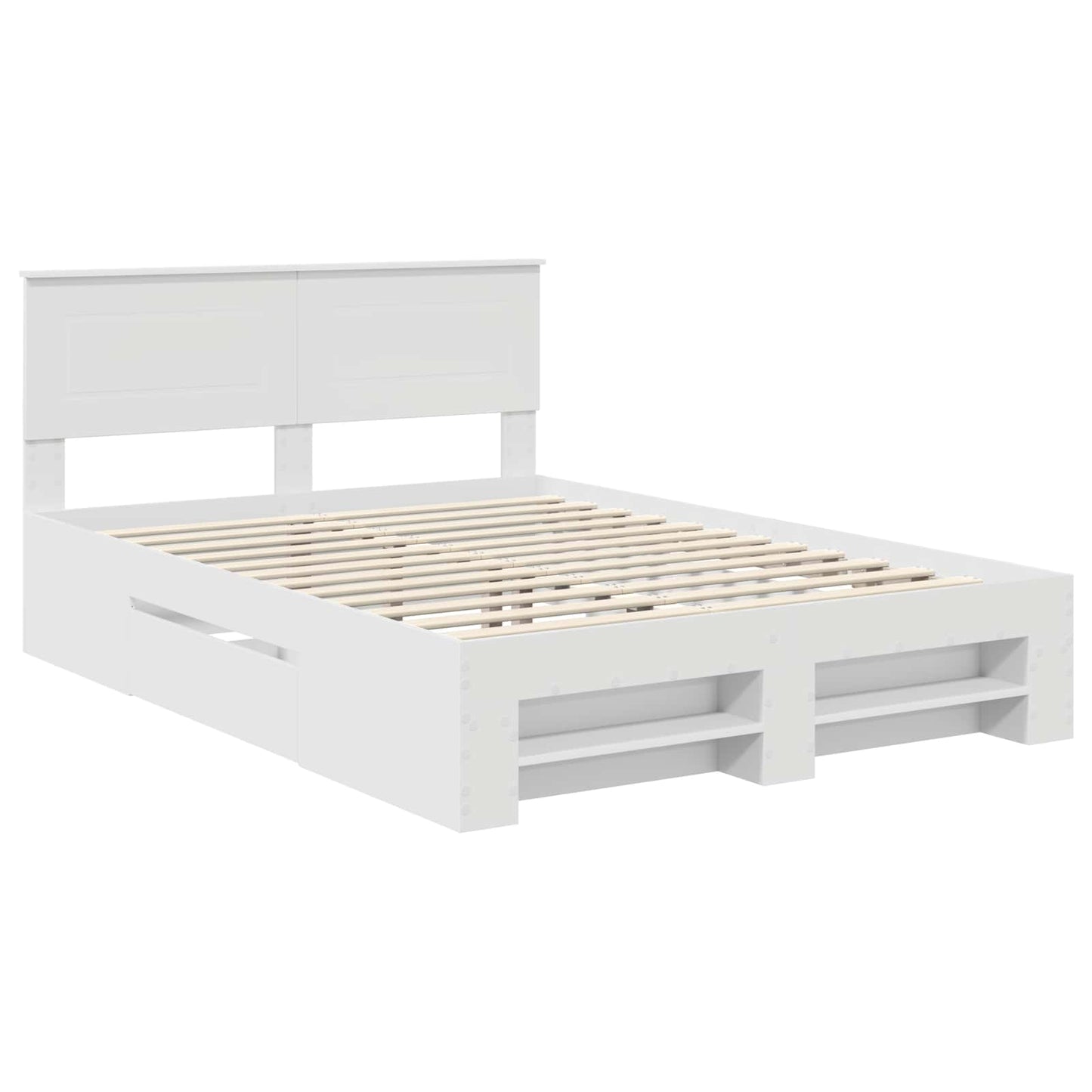 vidaXL Bed Frame with Headboard White 140 x 200 cm Engineered Wood