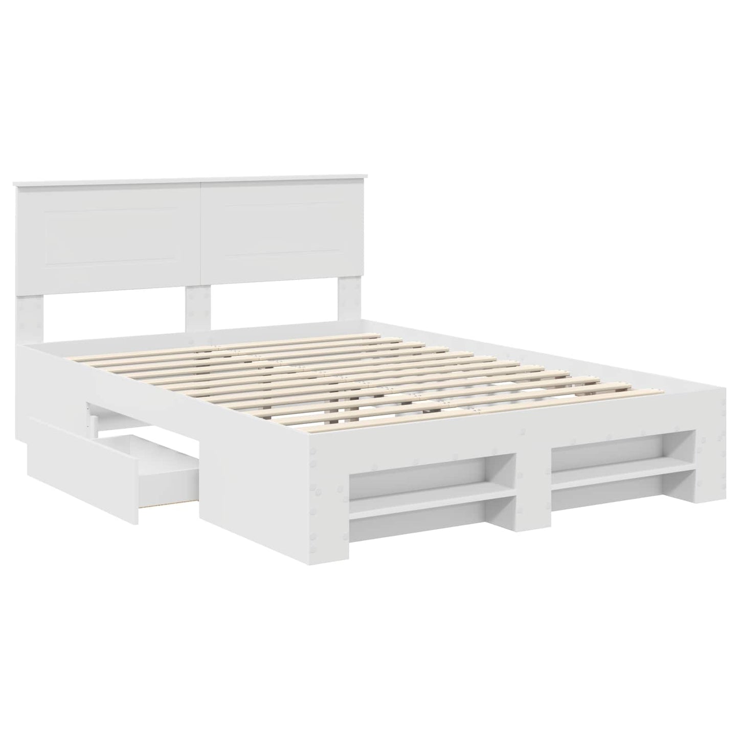vidaXL Bed Frame with Headboard White 140 x 200 cm Engineered Wood
