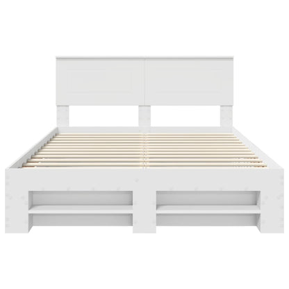 vidaXL Bed Frame with Headboard White 140 x 200 cm Engineered Wood