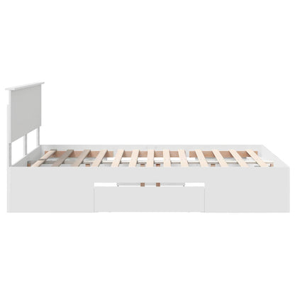 vidaXL Bed Frame with Headboard White 140 x 200 cm Engineered Wood