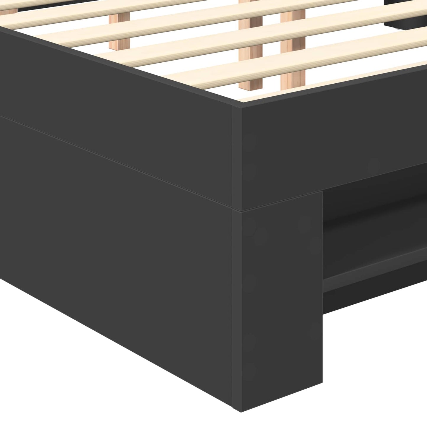 vidaXL Bed Frame with Headboard Black 140 x 200 cm Engineered Wood