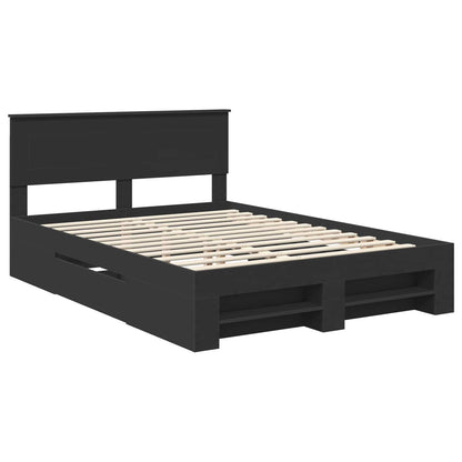 vidaXL Bed Frame with Headboard Black 140 x 200 cm Engineered Wood