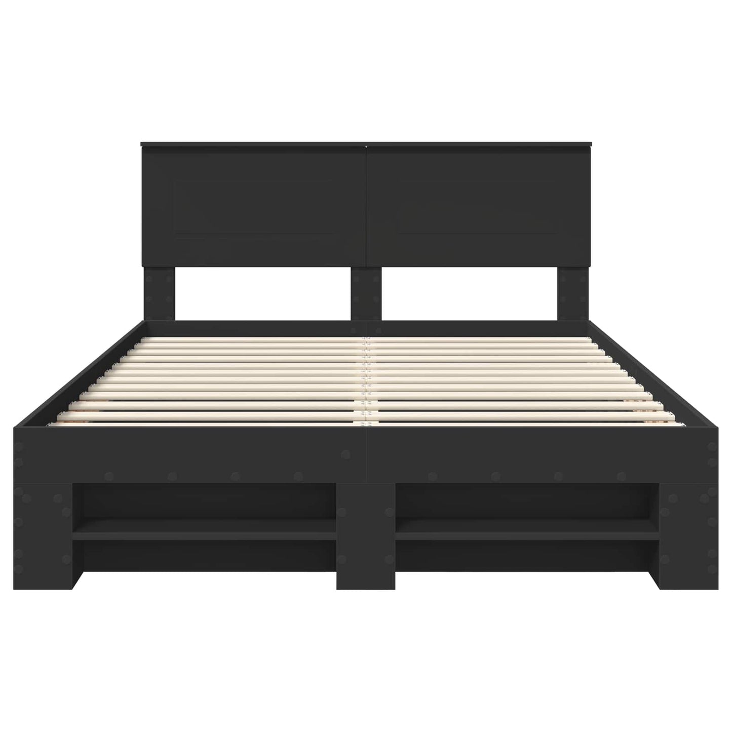 vidaXL Bed Frame with Headboard Black 140 x 200 cm Engineered Wood
