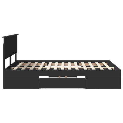 vidaXL Bed Frame with Headboard Black 140 x 200 cm Engineered Wood