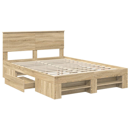 vidaXL Bed Frame Sonoma Oak 140 x 200 cm Engineered Wood