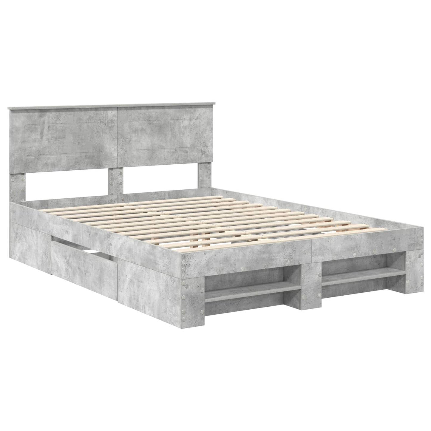 vidaXL Bed Frame Concrete Grey 140 x 200 cm Engineered Wood