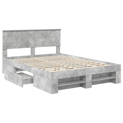 vidaXL Bed Frame Concrete Grey 140 x 200 cm Engineered Wood