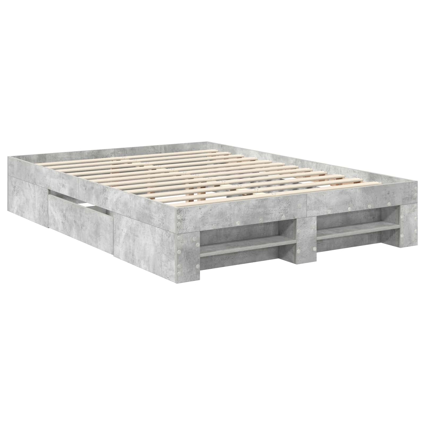 vidaXL Bed Frame Concrete Grey 140 x 200 cm Engineered Wood