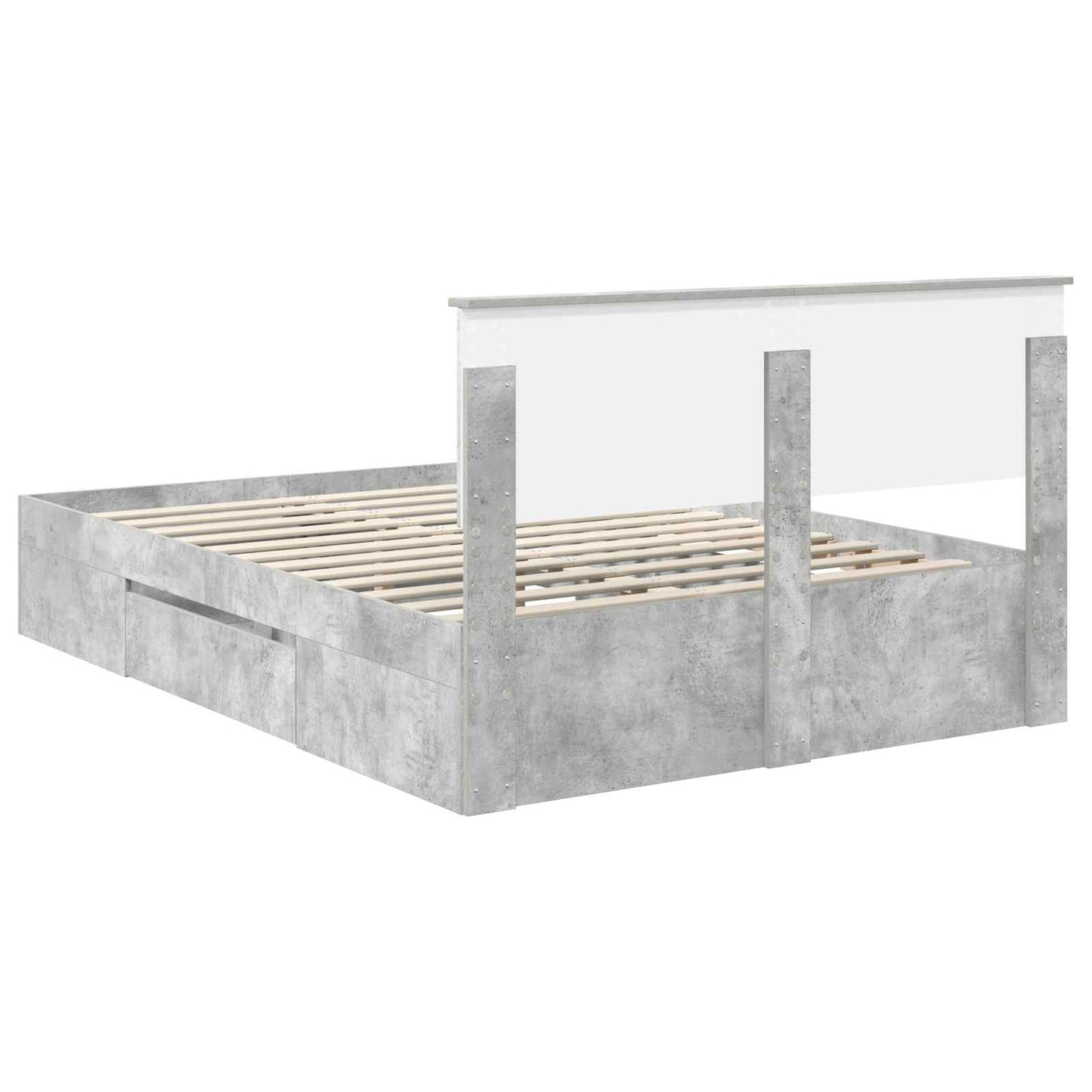 vidaXL Bed Frame Concrete Grey 140 x 200 cm Engineered Wood