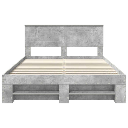 vidaXL Bed Frame Concrete Grey 140 x 200 cm Engineered Wood
