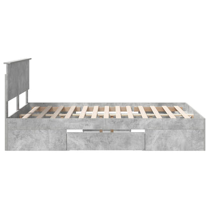 vidaXL Bed Frame Concrete Grey 140 x 200 cm Engineered Wood