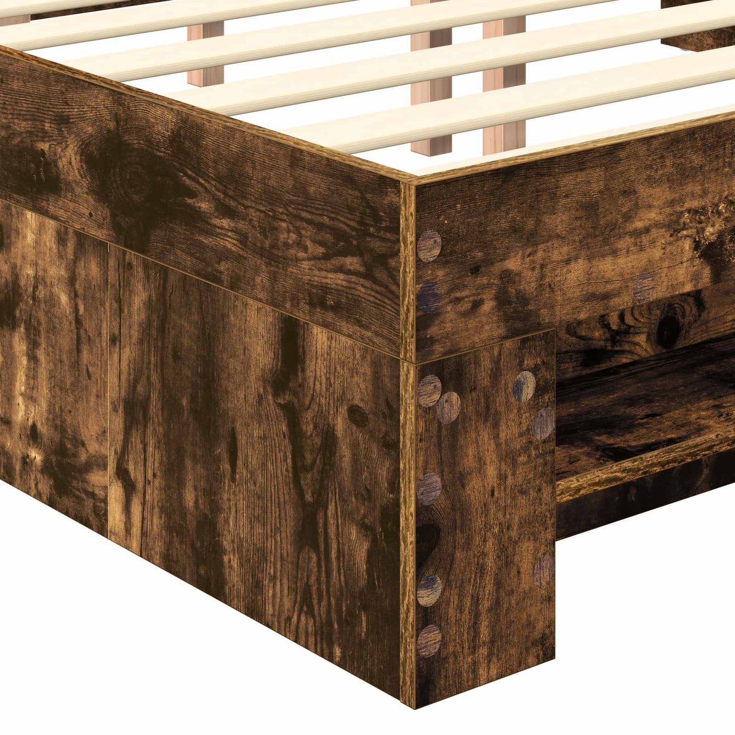 vidaXL Bed Frame Smoked Oak 140 x 200 cm Engineered Wood