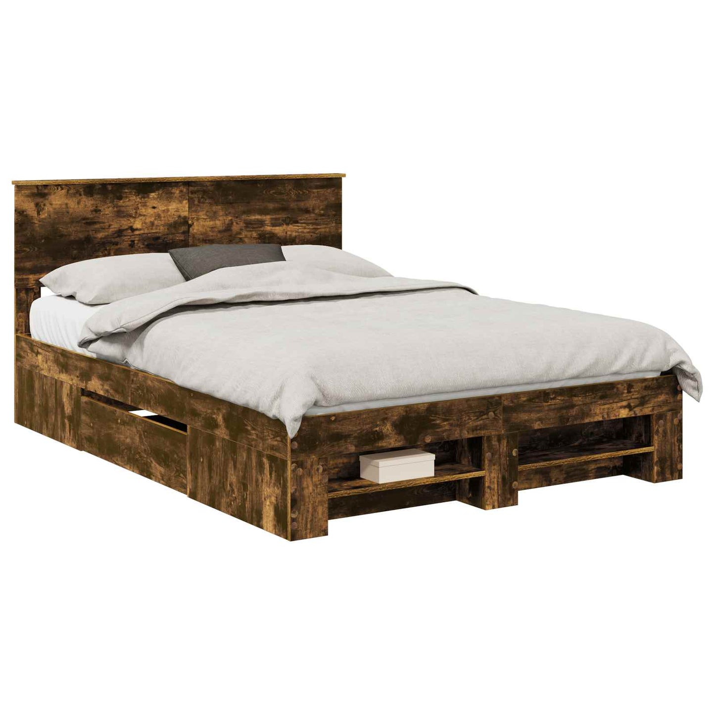 vidaXL Bed Frame Smoked Oak 140 x 200 cm Engineered Wood