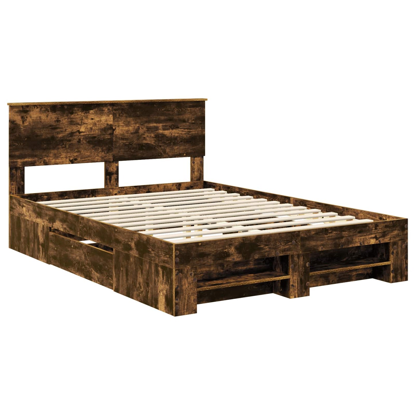 vidaXL Bed Frame Smoked Oak 140 x 200 cm Engineered Wood