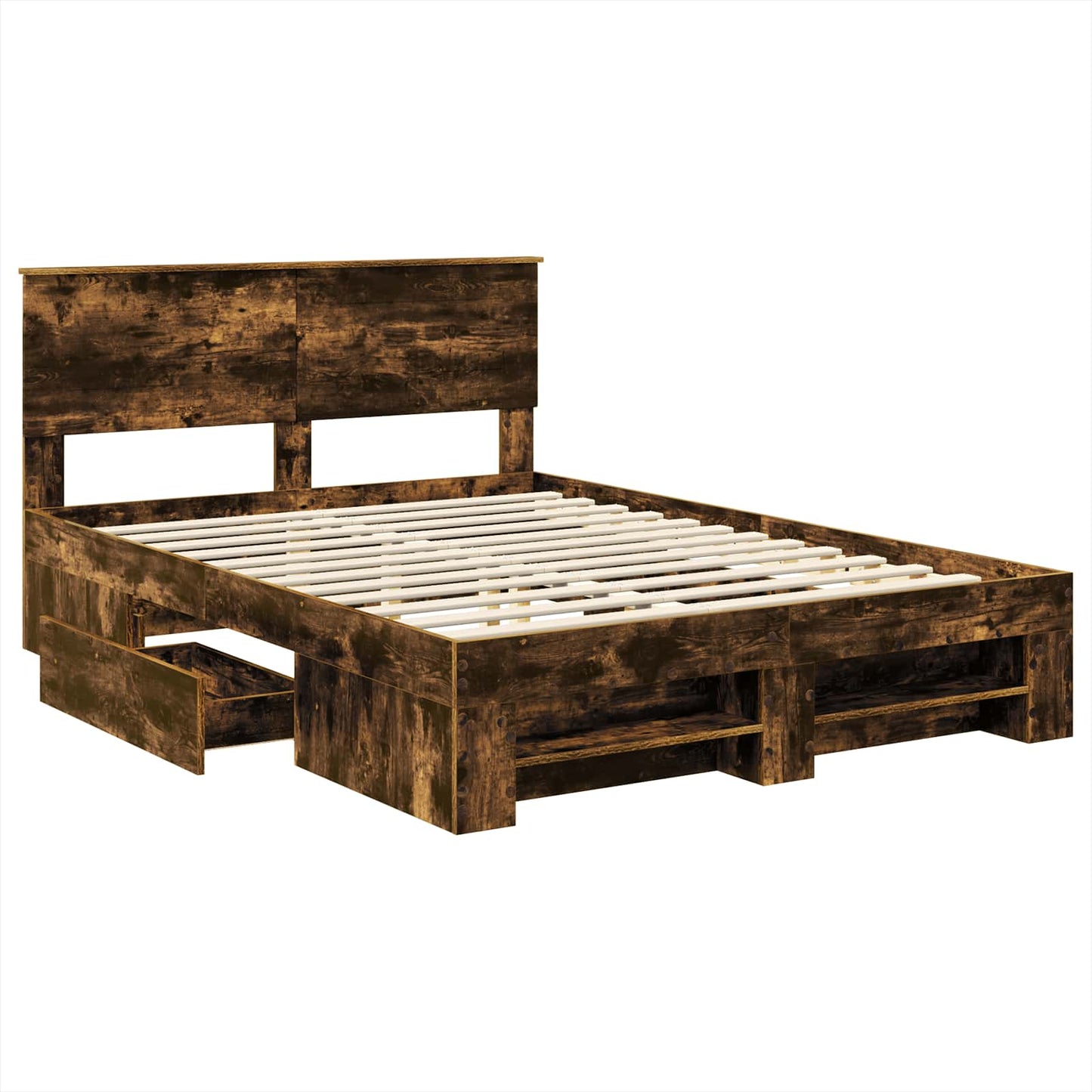 vidaXL Bed Frame Smoked Oak 140 x 200 cm Engineered Wood