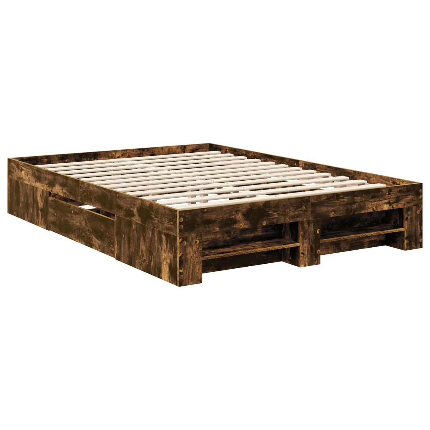 vidaXL Bed Frame Smoked Oak 140 x 200 cm Engineered Wood