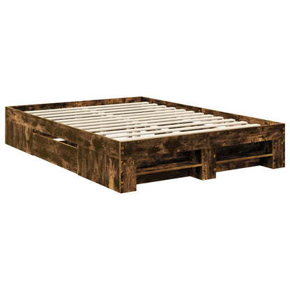 vidaXL Bed Frame Smoked Oak 140 x 200 cm Engineered Wood